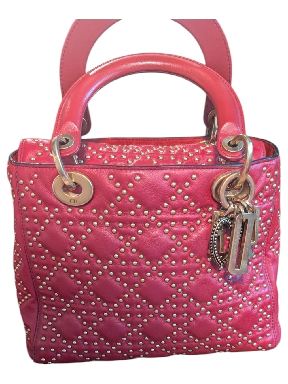 Dior Red Studded Leather Lady Dior